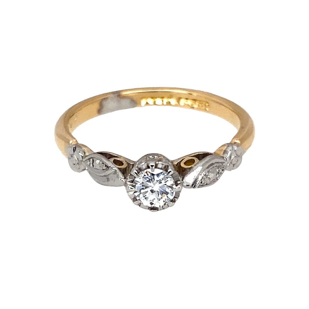 18ct Gold & Platinum Diamond Set Solitaire Ring