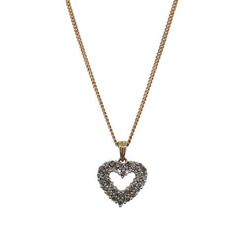 9ct Gold & Diamond Set Open Heart 18