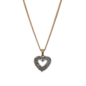 9ct Gold & Diamond Set Open Heart 18" Necklace