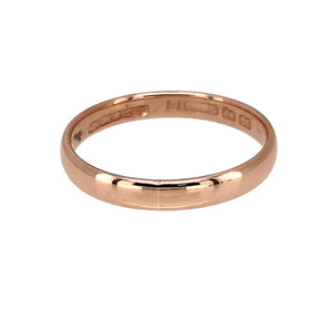 Preowned 9ct Rose Gold 3mm Wedding Band Ring in size P with the weight 1.90 gram