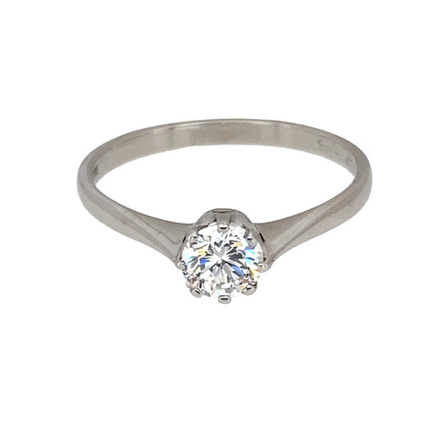 9ct White Gold & Cubic Zirconia Set Solitaire Ring