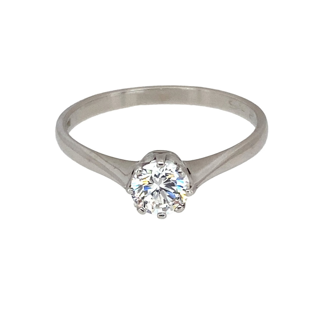 9ct White Gold & Cubic Zirconia Set Solitaire Ring