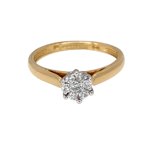 18ct Gold & Diamond Illusion Set Solitaire Cluster Ring