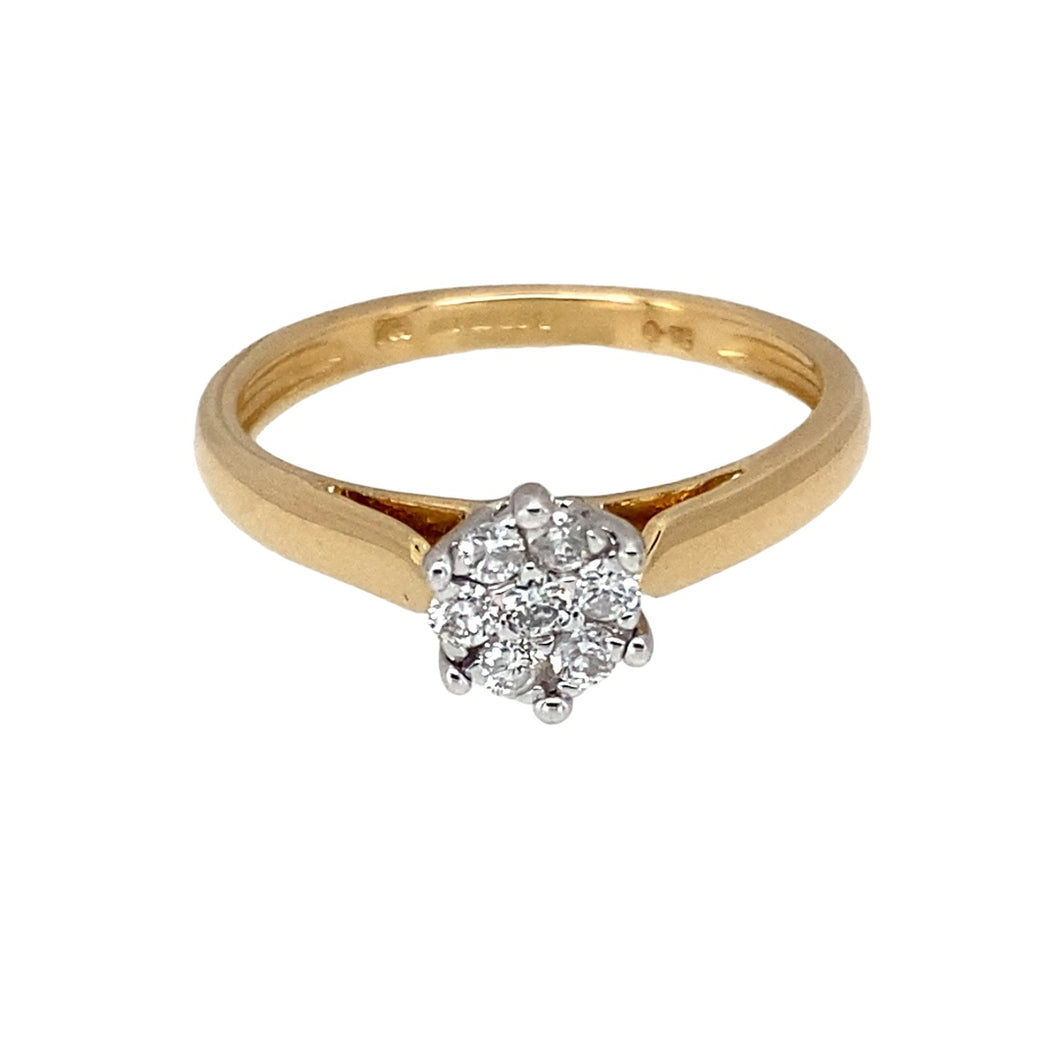 18ct Gold & Diamond Illusion Set Solitaire Cluster Ring