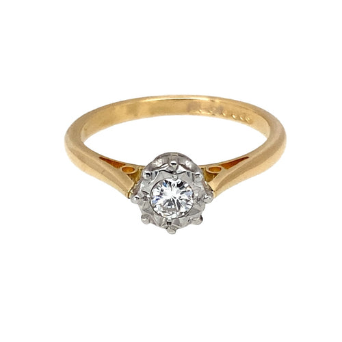 18ct Gold & Diamond Set Solitaire Ring