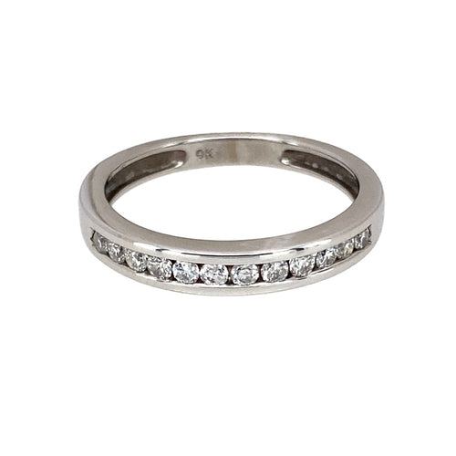 9ct White Gold & Diamond Set Band Ring