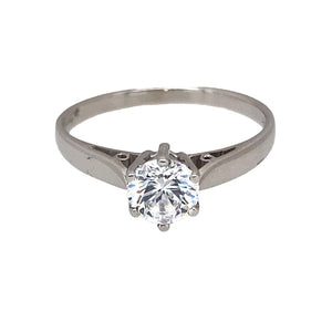 9ct White Gold & Cubic Zirconia Set Solitaire Ring