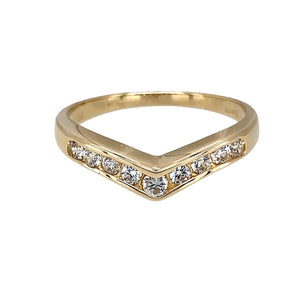 9ct Gold & Cubic Zirconia Set Wishbone Ring