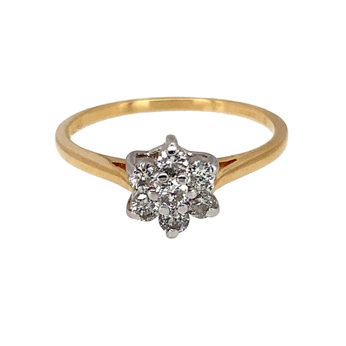 18ct Gold & Diamond Set Flower Cluster Ring