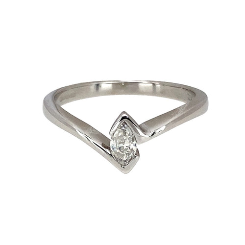 9ct White Gold & Diamond Marquise Cut Twist Ring