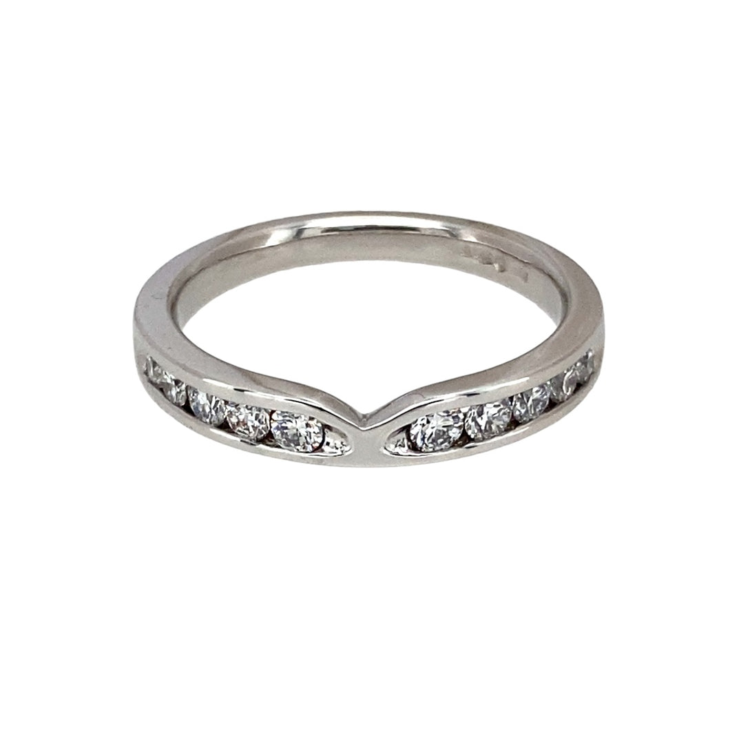 Platinum & Diamond Set Wishbone Style Band Ring