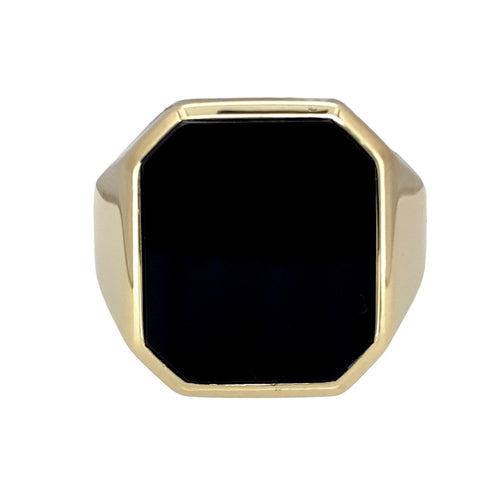 9ct Gold & Onyx Set Rectangle Signet Ring