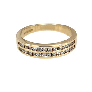 9ct Gold & Diamond Set Double Row Band Ring