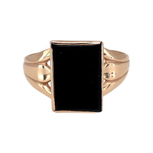 Load image into Gallery viewer, 9ct Gold &amp; Onyx Set Rectangle Signet Ring
