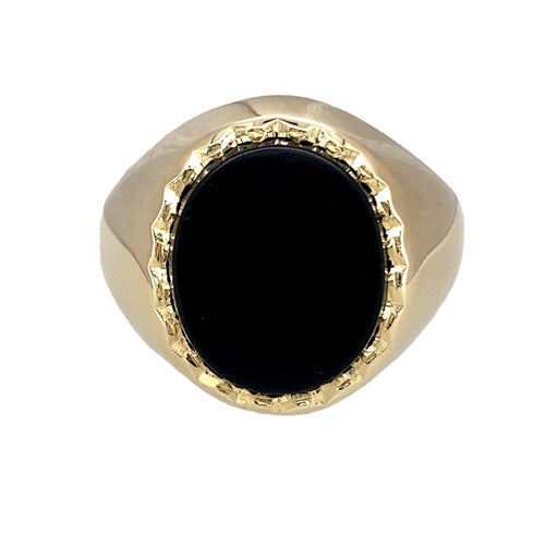 9ct Gold & Onyx Set Oval Signet Ring