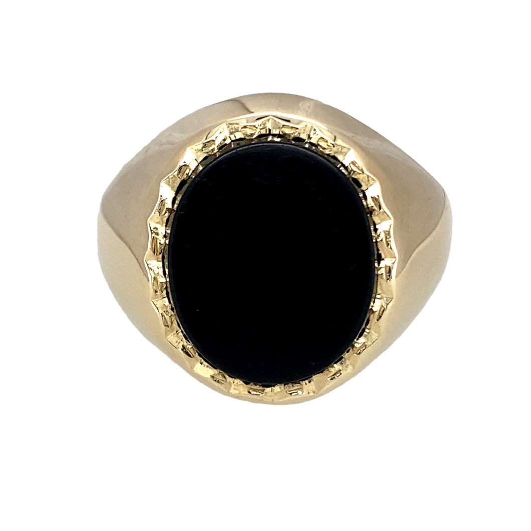 9ct Gold & Onyx Set Oval Signet Ring