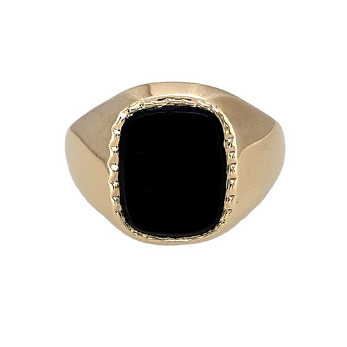 9ct Gold & Onyx Set Rectangle Signet Ring