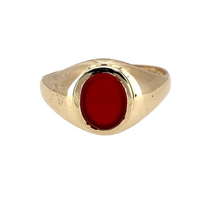 9ct Gold & Carnelian Set Oval Signet Ring