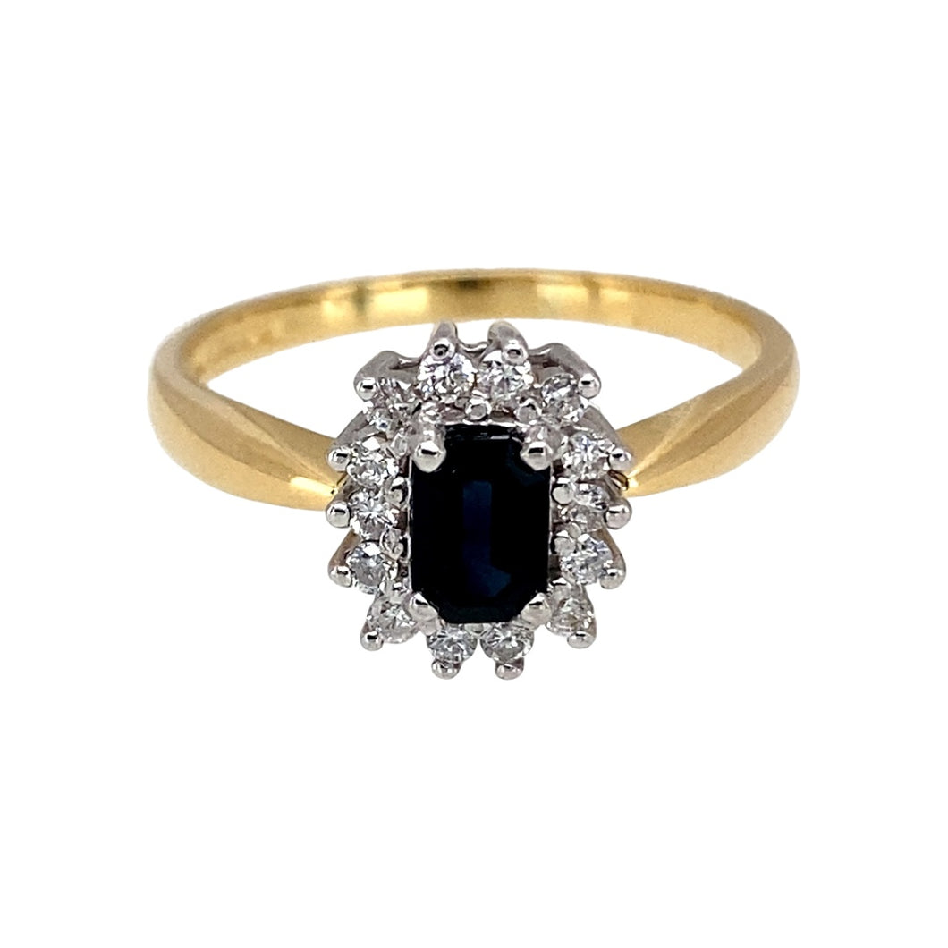 18ct Gold Diamond & Sapphire Set Cluster Ring