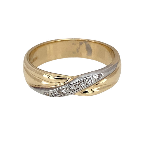 9ct Gold & Diamond Set Crossover Band Ring