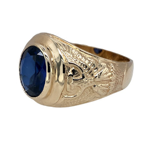 9ct Gold & Blue Stone Set University/College Style Ring