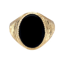 Load image into Gallery viewer, 9ct Gold &amp; Oval Onyx Set Signet Ring
