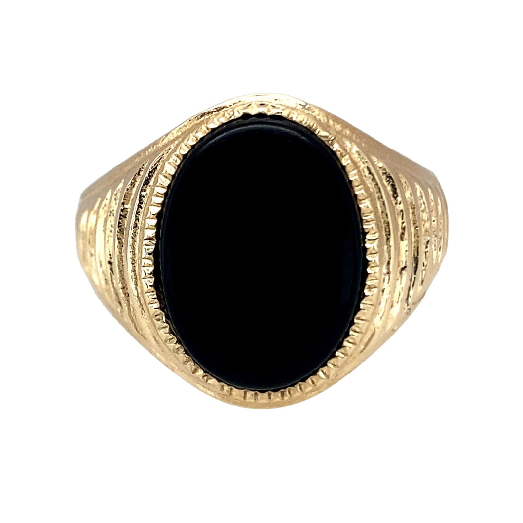 9ct Gold & Oval Onyx Set Signet Ring