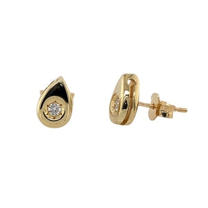 18ct Gold & Diamond Set Teardrop Stud Earrings