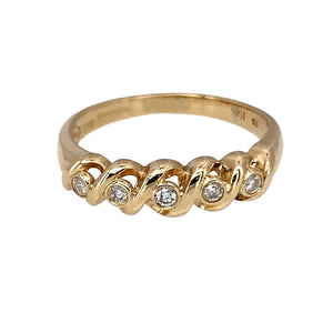 9ct Gold & Diamond Set Twist Band Ring