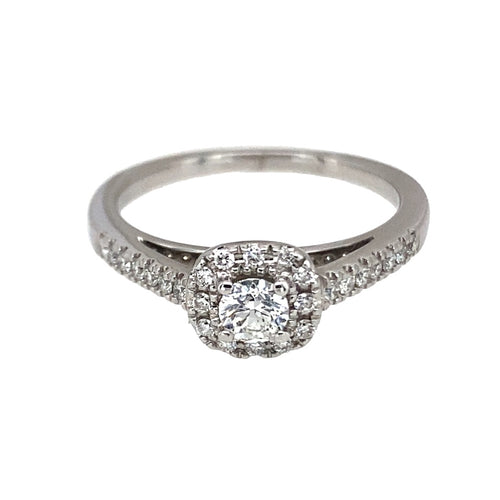 18ct White Gold & Diamond Set Halo Ring