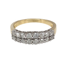 Load image into Gallery viewer, 9ct Gold &amp; Diamond Set Three Row Band Ring
