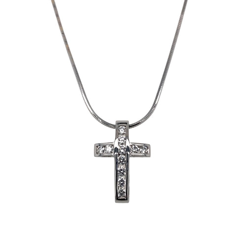 18ct White Gold & Diamond Set Cross 16