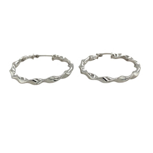 Preowned 9ct White Gold Twisted Hoop Creole Earrings with the weight 1.40 grams