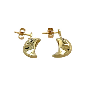 Preowned 9ct Yellow Gold & Diamond Set Swirl Drop Earrings with the weight 2.90 grams