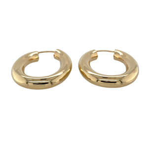 Preowned 9ct Yellow Gold Plain Oval Tubular Creole Earrings with the weight 4.20 grams