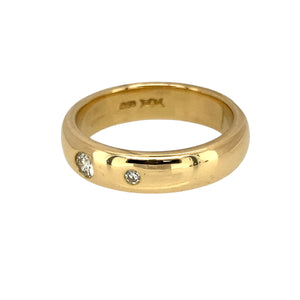 Preowned 18ct Yellow Gold & Diamond Set Band Ring in size M with the weight 7.10 grams. The band is 4mm wide