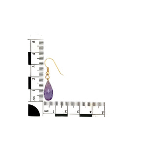 9ct Gold & Amethyst Set Teardrop Drop Earrings