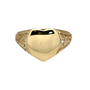 New 9ct Gold Patterned Heart Signet Ring