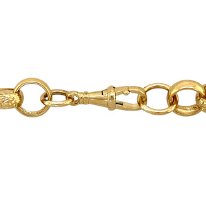 New 9ct Yellow Solid Gold 28" Patterned Belcher Chain with the weight 78.40 grams. The link are 12mm width and are alternating in plain and patterned