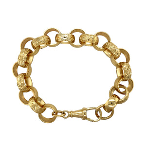 New 9ct Solid Gold 9" Patterned Belcher Bracelet