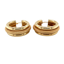 Load image into Gallery viewer, Preowned 9ct Yellow Gold Patterned Large Hoop Creole Earrings with the weight 8.90 grams
