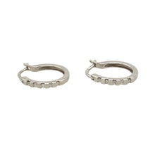 Load image into Gallery viewer, Preowned 9ct White Gold &amp; Diamond Set Hoop Creole Earrings with the weight 2.10 grams
