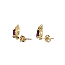 Load image into Gallery viewer, 9ct Gold Diamond &amp; Pink Tourmaline Set Stud Earrings
