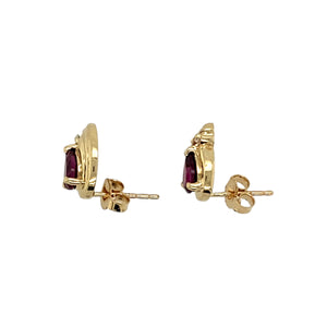 9ct Gold Diamond & Pink Tourmaline Set Stud Earrings