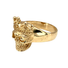 Load image into Gallery viewer, New 9ct Yellow Gold Skull with Crown Ring in size X with the weight 10.20 grams. The front of the ring is 21mm high
