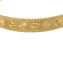 Load image into Gallery viewer, New 9ct Yellow Solid Gold Patterned Bangle with the weight 18.40 grams and bangle width 9mm. The bangle diameter is 6.5cm
