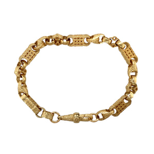 New 9ct Gold 7.75" Fancy Patterned Gypsy Style Link Bracelet