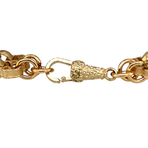 New 9ct Yellow Gold 7.75" Double Patterned Gypsy Style Link Bracelet with the weight 20.70 grams and link width 11mm