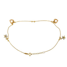 Load image into Gallery viewer, 18ct Gold Heart and Star 9&quot; - 10&quot; Anklet
