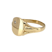 Load image into Gallery viewer, Preowned 9ct Yellow Gold &amp; Diamond Set Signet Ring in size V to W with the weight 3.70 grams. The front of the ring is 12mm high
